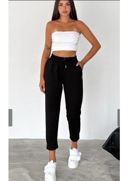 Kadın Yırtmaç Detaylı Dar Paça Modal Kumaş Eşofman Altı