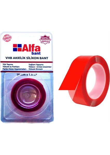 Vhb Akrilik Silikon Çift Taraflı Bant (AB501)18MM x 1,5 mt