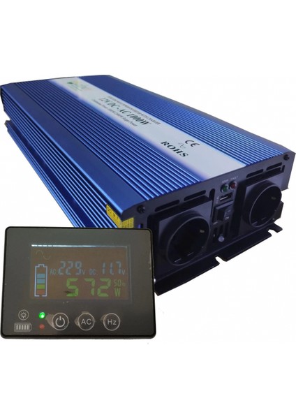 1000 Watt 12 Volt Tam Sinüs Ups Bluetooth Ekranlı Inverter
