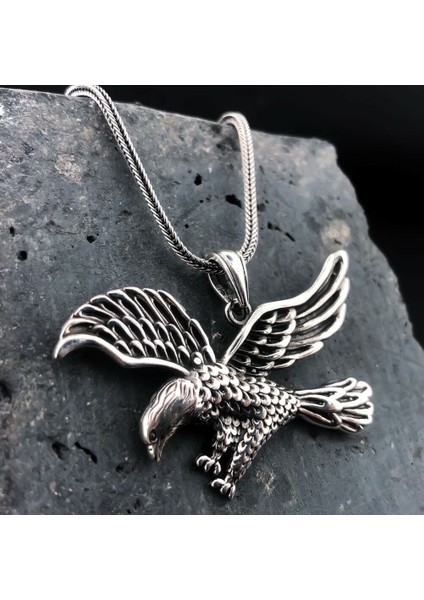 Kartal Tasarımlı 925 Ayar Gümüş Erkek Kolye