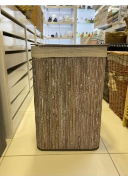 Bambu Gri Katlanır Çamaşır Sepeti 62CM