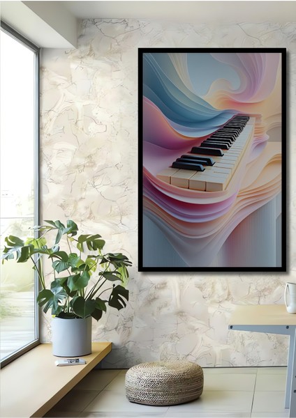 Çerçeve Görünümlü Pastel Rüyası Piyano Modern Sanat Dekoratif Ahşap Ev/işyeri/ofis Kare Tablo