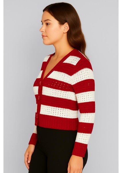 Kadın Önü Düğmeli ve Çift Renkli Triko Hırka modelleri