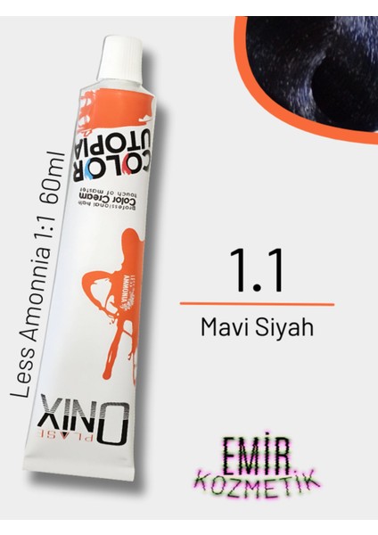 Düşük Amonyaklı Saç Boyası 60ML Mavi Siyah 1.1