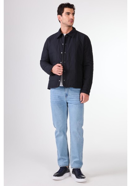 Lacivert Kapitone Slim Fit Çıtçıt Kapamalı Erkek Mont fırsatları