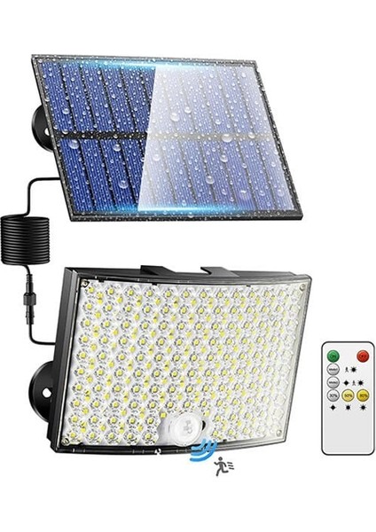 268 Led'li Solar Projektör 60W Güneş Enerjili 5 mt Kablo Sensörlü Kumandalı Heroled Dış Mekan IP65