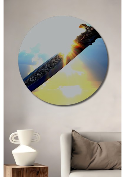 Güneşin Kılıcı Efsanevi Dekoratif Ahşap Ev/işyeri/ofis Yuvarlak Tablo