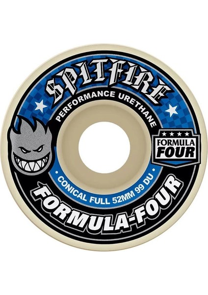 F4 Conical Full Blue Print 53MM 99DU Kaykay Tekerleği