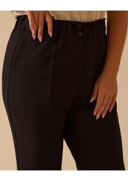 Gala-Xi Büyük Beden Elastik Bel Bilek Boy Pantolon 10002521014024 Siyah modelleri