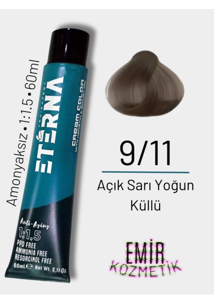 Amonyaksız Doğal Saç Boyası - 9/11 Açık Sarı Yoğun Küllü