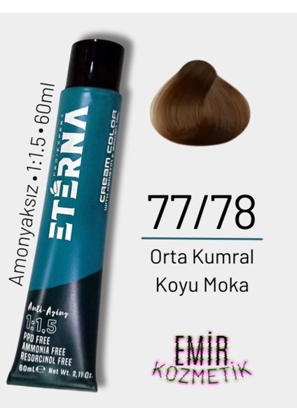 Amonyaksız Doğal Saç Boyası - 77/78 Orta Kumral Koyu Moka