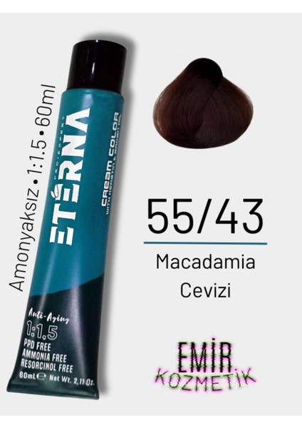 Amonyaksız Doğal Saç Boyası - 55/43 Macadamia Cevizi