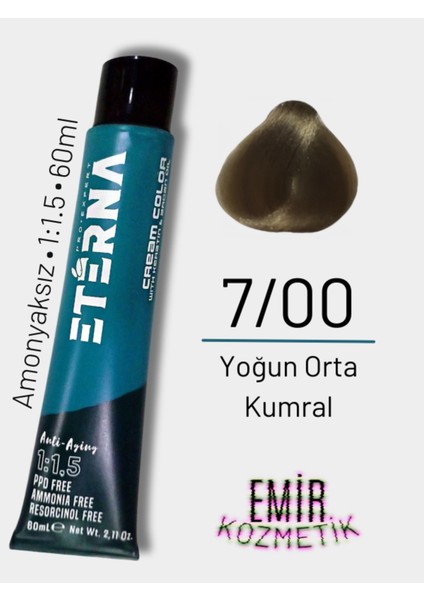 Amonyaksız Doğal Saç Boyası - 7/00 Yoğun Orta Kumral