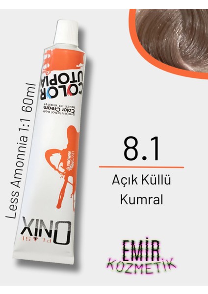 Düşük Amonyaklı Saç Boyası 60ML Açık Küllü Kumral 8.1