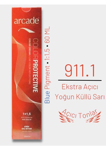 Saç Boyası 911.1 - Ekstra Açıcı Yoğun Küllü Sarı 60ML