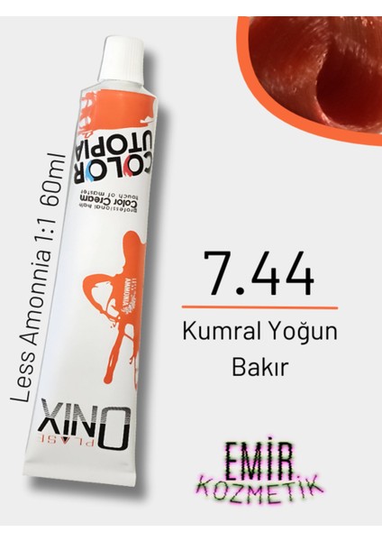 Düşük Amonyaklı Saç Boyası 60ML Kumral Yoğun Bakır 7.44