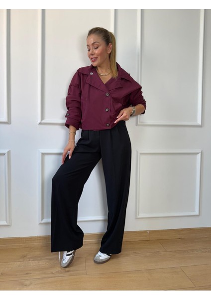 Bordo Kapüşonlu Trençkot modelleri