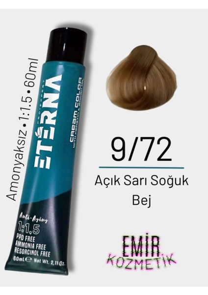 Amonyaksız Doğal Saç Boyası - 9/72 Açık Sarı Soğuk Bej