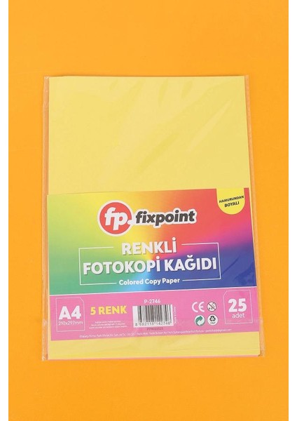 25 Adet Renkli A4 Fotokopi Kağıdı 5 Renk fiyatları