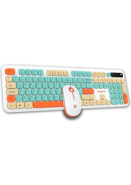 PSK12 Kablosuz 2.4 Ghz Pilli Klavye & Mouse Set Beyaz fiyatları