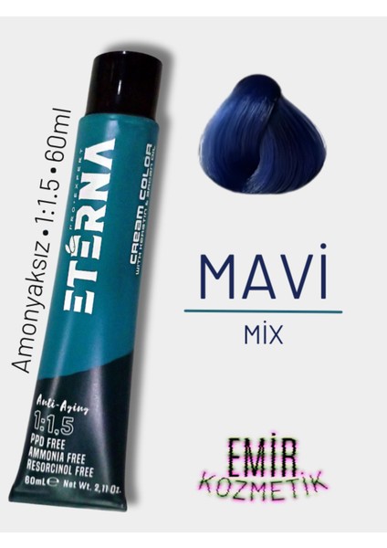 Amonyaksız Doğal Saç Boyası - Mix Mavi