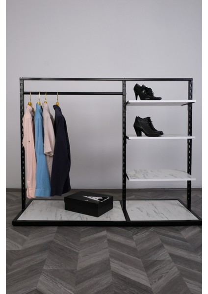 Raflı ve Askılı Siyah Mağaza Standı fiyatları