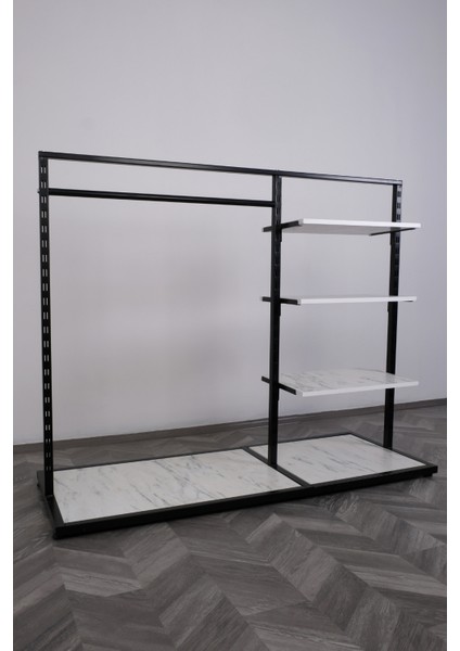 Raflı ve Askılı Siyah Mağaza Standı modelleri