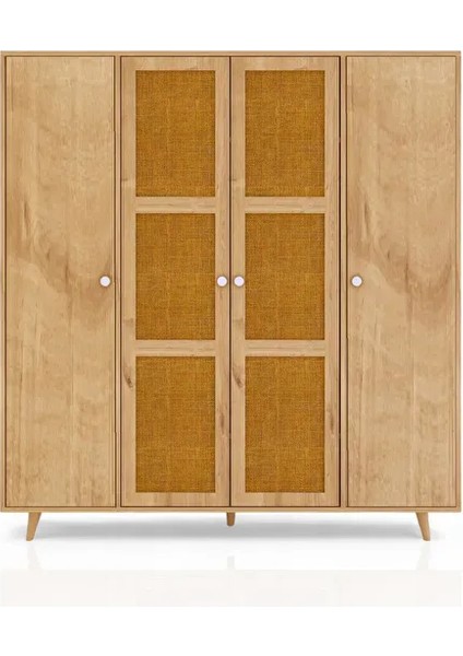 Bali Bohem Jüt 4 Kapaklı Gardırop Jüt Mdf Kapaklı Elbise Dolabı 160CM fırsatları