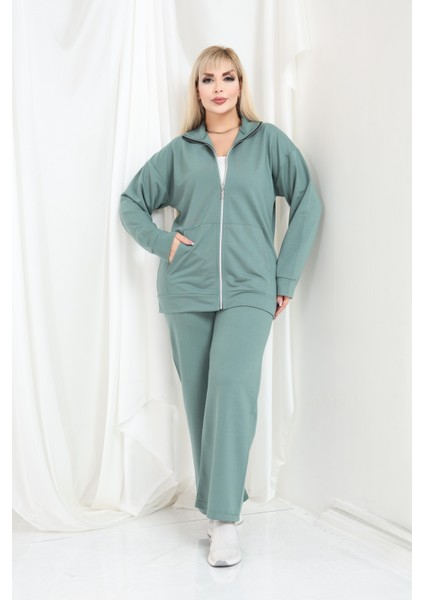 Kadın Büyük Beden Fermuarlı Uzun Kollu Rahat Günlük Eşofman Takım fiyatları