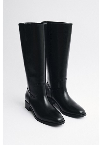 Çizme 2510 - Binici Düz Siyah Kadın Çizme modelleri