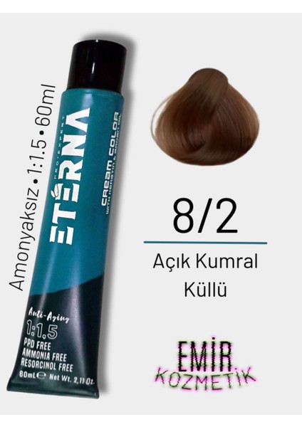 Amonyaksız Doğal Saç Boyası - 8/2 Açık Kumral Küllü