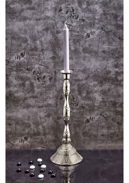 Tekli Döküm Zamak Dekoratif Şamdan Mumluk Büyük Boy Dekorasyon Obje Mumluk