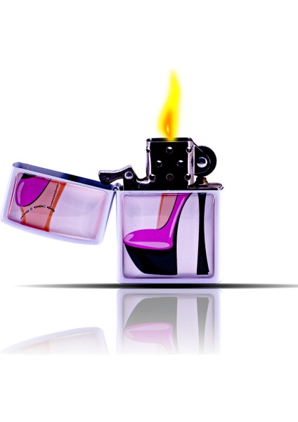 Barbie Topuklu Ayakkabı Desenli Beyaz Benzinli Çakmak