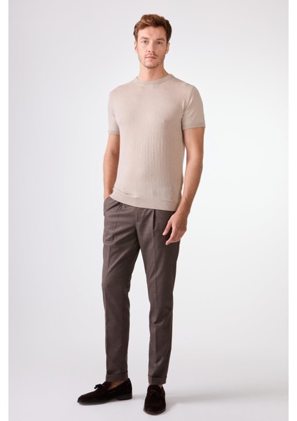 Kahve Düz Slim Fit Casual Erkek Pantolon fiyatları