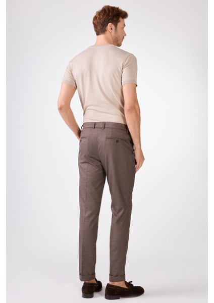 Kahve Düz Slim Fit Casual Erkek Pantolon modelleri