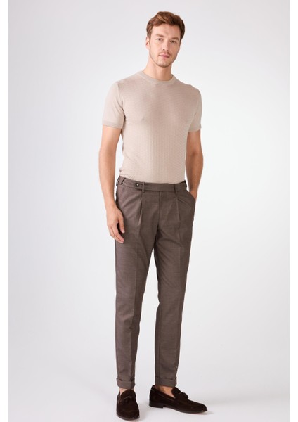 Kahve Düz Slim Fit Casual Erkek Pantolon fırsatları