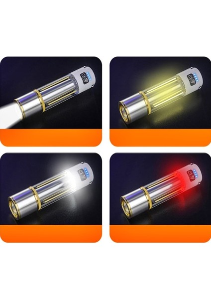 GP-222 Zoomlu 1000LM Şarjlı Çok Fonksiyonlu El Feneri - Beyaz-Kırmızı-Sarı Ledli 6 Mod Kamp Lambası modelleri