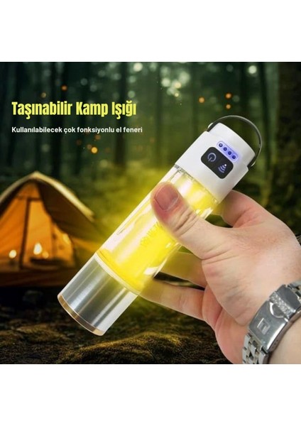 GP-222 Zoomlu 1000LM Şarjlı Çok Fonksiyonlu El Feneri - Beyaz-Kırmızı-Sarı Ledli 6 Mod Kamp Lambası fırsatları