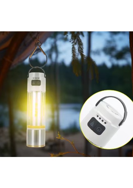 GP-222 Zoomlu 1000LM Şarjlı Çok Fonksiyonlu El Feneri - Beyaz-Kırmızı-Sarı Ledli 6 Mod Kamp Lambası