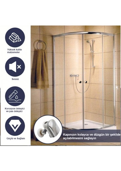 Ayrıntıshop Duşakabin Tekerleği Rulmanlı Cam Duşakabin - Krom 8 Li Set 24MM