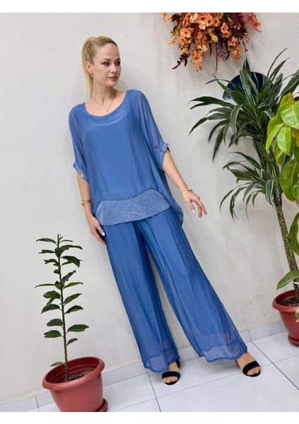 Italyan Ipek Pul Payet Detaylı Takım