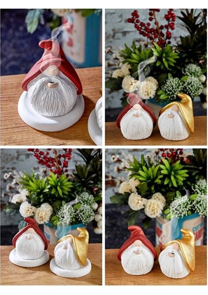 Gold Cüce Tasarım Konik Tütsülük + Tabak + Tütsü Hediyeli, Ortam Kokusu Biblo Takımı modelleri