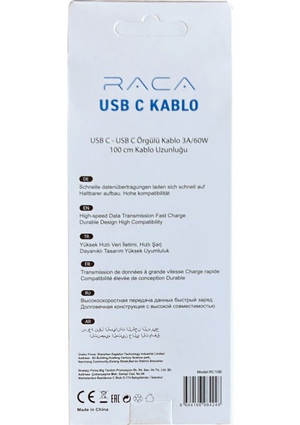 60W Type-C - Type-C 1 Metre Hızlı Şarj Özellikli Örgülü Şarj ve Veri Kablosu