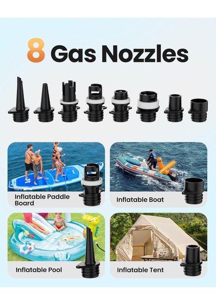 Orca Pro Elektrikli Şarjlı Sup Pompası –25 Psı Yüksek Basınç, Şişirme & Boşaltma,8 Nozul Seti modelleri