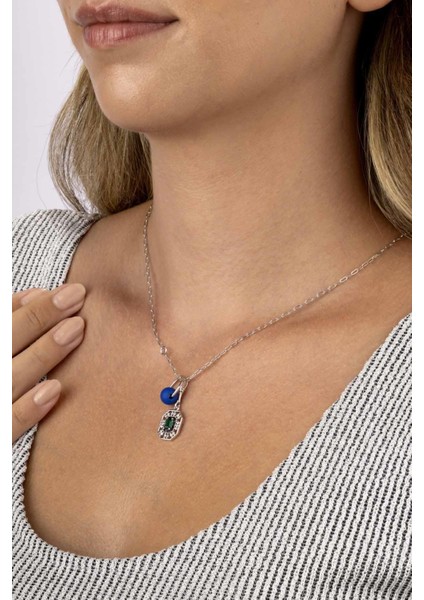 Emerald Kesim Zümrüt 925 Ayar Gümüş Kadın Kolye fiyatları