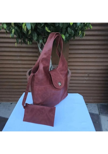 Randy Kapaklı Hakiki Deri Antik Bordo Omuz Çantası