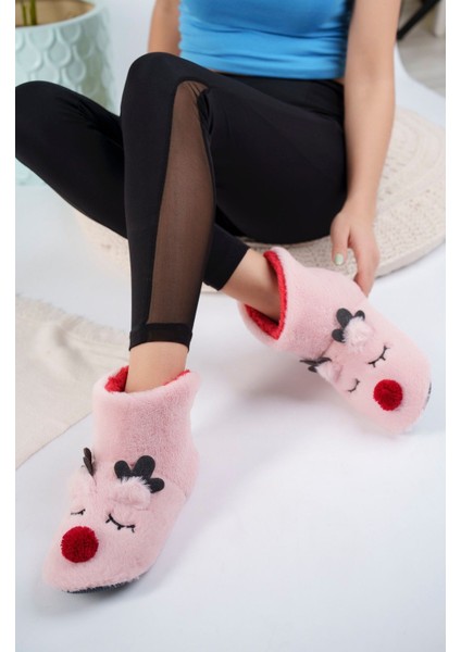 Kız Çocuk Geyik Figürlü Ev Botu Panduf Çocuk Peluş Rahat Sessiz Kaymaz Taban Ev Ayakkabısı modelleri