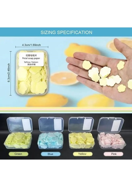 4’lü Renkli Mini Kağıt Sabun Kutusu – 400 Yaprak Parfümlü, Tek Kullanımlık Taşınabilir El Sabunu fırsatları