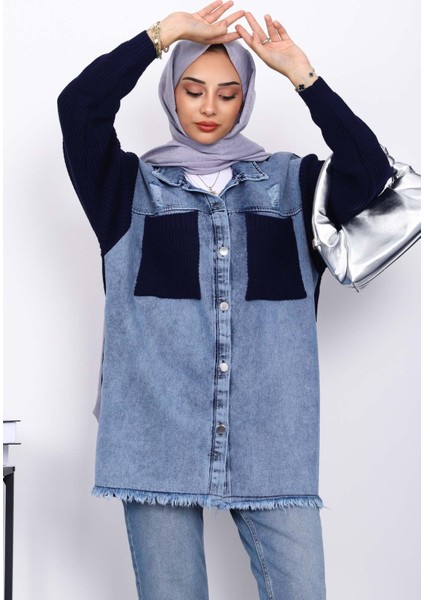 Lacivert Kot Garnili Triko Hırka modelleri