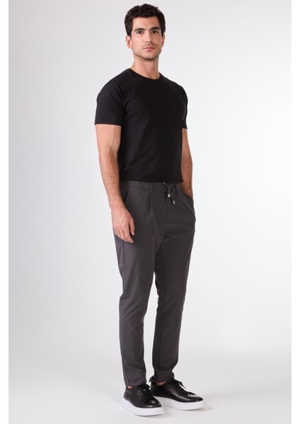 Antrasit Bağcıklı Pileli Jogger Erkek Pantolon modelleri